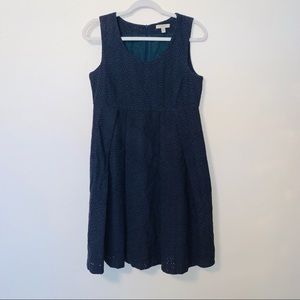 Burberry Navy Floral Eyelet Babydoll Dress Sz 8